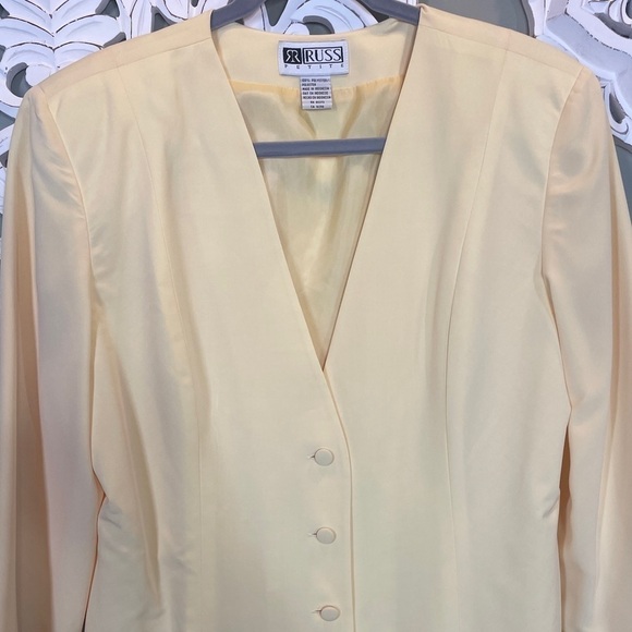Russ Petite Lemon Yellow Size 12 Tie at Back V Neck - Picture 2 of 8